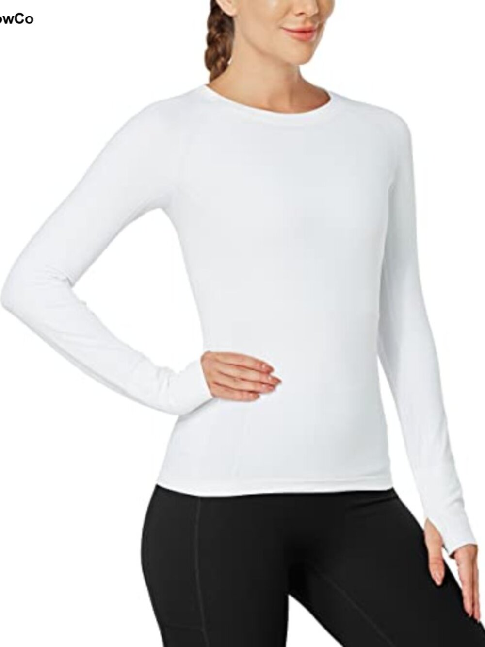 Seamless Long Sleeve Workout Top Thumb Holes Nylon Spandex Gym Yoga